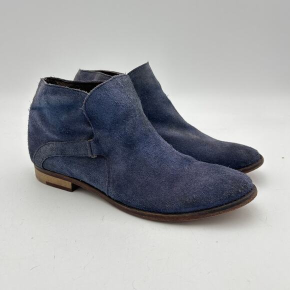 Free People Summit Blue Suede Ankle Boots Women's 38 US 8 Indie Boho - Picture 1 of 11